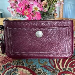Coach Elegant Burgundy Leather Wristlet